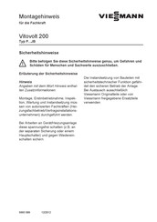 Viessmann Vitovolt 200 Montagehinweis Für Die Fachkraft