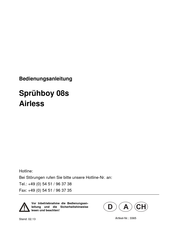 Boyens Backservice Spruehboy 08s Airless Bedienungsanleitung