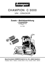 Kemper CHAMPION C 3000 Zusatz - Betriebsanleitung + Ersatzteilliste