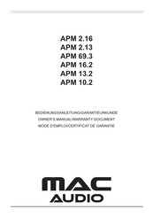 MAC Audio APM 2.13 Bedienungsanleitung/Garantieurkunde