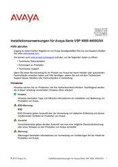 Avaya VSP 4450GSX-PWR+ Installationsanweisungen