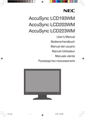NEC AccuSync LCD193WM Bedienerhandbuch