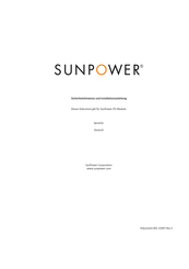 SunPower SunPower-PV Sicherheitshinweise- Und Installationsanleitung