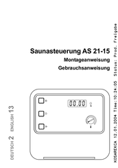 Sawo AS 21-15 Montageanweisung, Gebrauchsanweisung