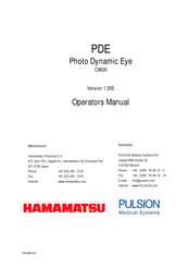 Hamamatsu Photonics Photo Dynamic Eye PDE C9830 Bedienungsanleitung