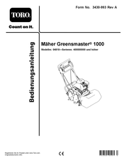 Toro Greensmaster 1000 Bedienungsanleitung