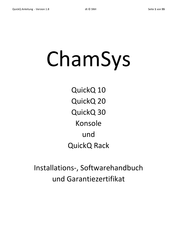 ChamSys QuickQ Rack Installations-, Softwarehandbuch Und Garantiezertifikat