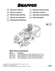 Snapper RDLT Serie Montage- Und Bedienungsanleitung Mit Ersatzteilliste