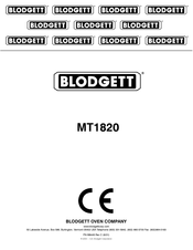 Blodgett MT1820 serie Handbuch