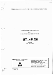 HANOMAG F 45/39 Technische Einzelheiten Und Instandsetzungshinweise