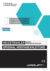 JAROLIFT Heizstrahler Halogen-Infrarotstrahler 2000 Watt Originalmontageanleitung