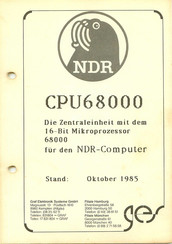 NDR CPU68000 Bedienungsanleitung