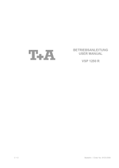 T+A VSP 1250 R Betriebsanleitung