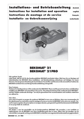 BEKOMAT 21 Installation Und Betriebsanleitung