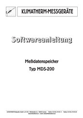 KLIMATHERM-MESSGERÄTE MDS-200 Softwareanleitung