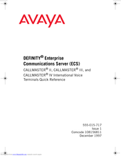 Avaya DEFINITY Generic 3 Kurzbedienungsanleitung