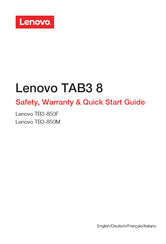 Lenovo TB3-850F Sicherheit, Garantie Und Kurzanleitung