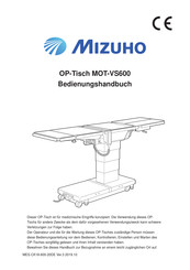 Mizuho OP-Tisch MOT-VS600 Bedienungshandbuch