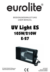 EuroLite UV Light ES 210W E-27 Bedienungsanleitung