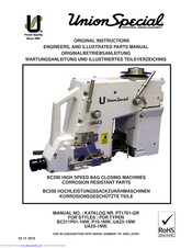 Union Special BC211UA23-1NW Originalbetriebsanleitung, Wartungsanleitung Und Illustriertes Teileverzeichnis