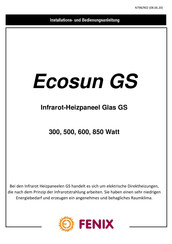 Fenix Ecosun GS 300 Installations- Und Bedienungsanleitung