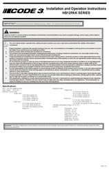 Code 3 HB12PAK Serie Installations- Und Bedienungsanleitung