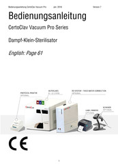 CertoClav Vacuum Pro Serie Bedienungsanleitung