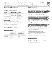 V-Zug BC-SL-W/60 Montage-/Installationsanleitung