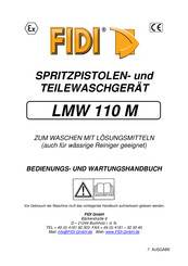 FIDI LMW 110 M Bedienungs- Und Wartungshandbuch