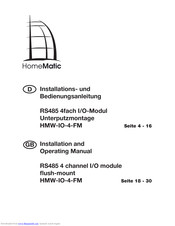 eQ-3 Homematic HMW-IO-4-FM Installations- Und Bedienungsanleitung