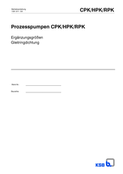 KSB CPK Serie Betriebsanleitung