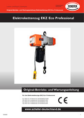 Schefer EKZ Eco Professional 2010535EKZ110E Original-Betriebs- Und Wartungsanleitung