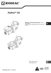 Zodiac FloProVS Montage- Und Gebrauchsanleitung