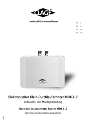 clage MDX 7 Gebrauchs- Und Montageanleitung