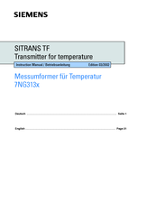 Siemens SITRANS TF 7NG313 Serie Betriebsanleitung