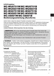 Maxell MC-WU8701B Bedienungsanleitung (Kurzform