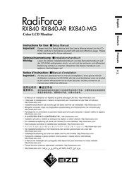 Eizo RadiForce RX840-MG Installationshandbuch