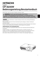 Hitachi CP-S235W Bedienungsanleitung-Benutzerhandbuch