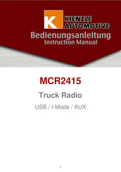 Kienzle Automotive MCR2415 Bedienungsanleitung