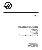 Haas GM-2 Ergänzung Zur Bedienungsanleitung