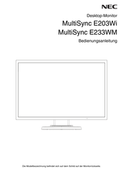 NEC MultiSync E203Wi Bedienungsanleitung