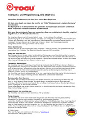 Togu Aero-Step One Gebrauchs- Und Pflegeanleitung