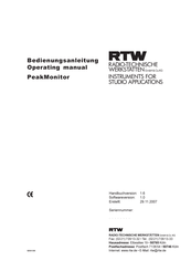 RTW PeakMonitor 1089 Bedienungsanleitung
