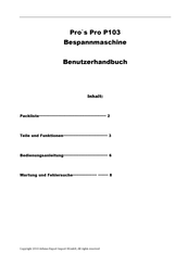 Pro’s Pro P-103 Benutzerhandbuch