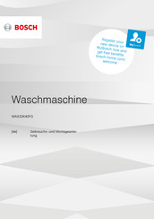 Bosch WAX32K40FG Gebrauchs- Und Montageanleitung