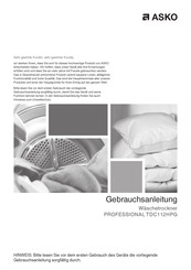 Asko PROFESSIONAL TDC112HPG Gebrauchsanleitung