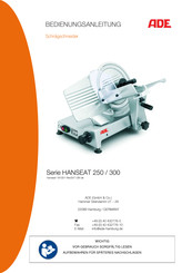 ADE HANSEAT 250-Serie Bedienungsanleitung