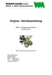 Werner Mader WM-14FU Originalbetriebsanleitung