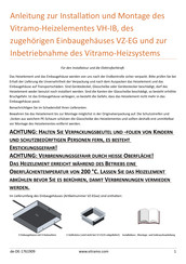 Vitramo VZ-EG62 Anleitung Zur Installation Und Montage Und Zur Inbetriebnahme