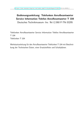 Telefunken T 104 Bedienungsanleitung